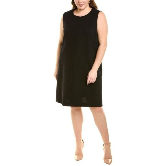 Lafayette 148 New York Plus Adsley 100% Wool Sheath Dress in Black Size 24 - Picture 1 of 8